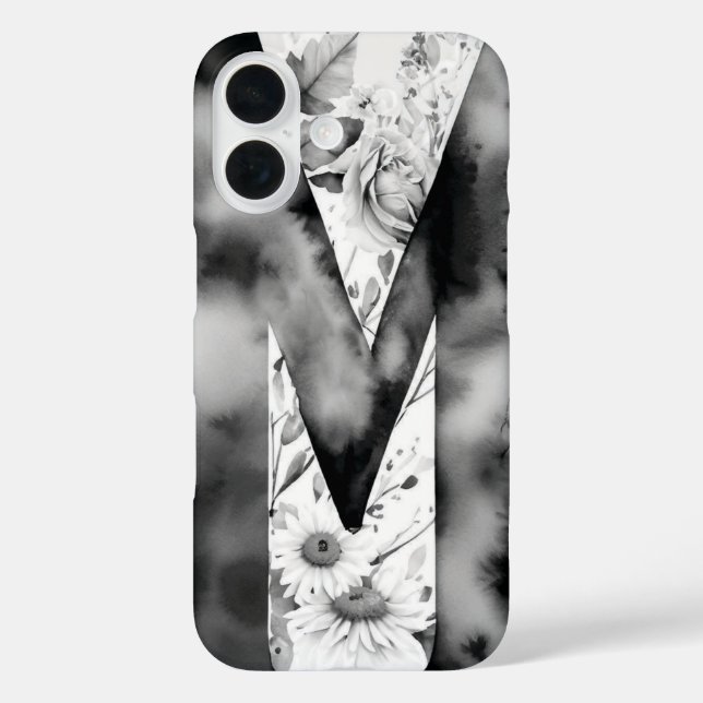 Personalisierter Buchstabe M Elegantes Wasser iPhone 16 Hülle (Rückseite)