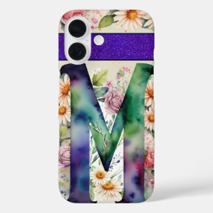Personalisierter Buchstabe M Elegantes Wasser iPhone 16 Hülle