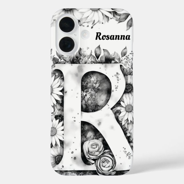 Personalisierter Buchstabe R Elegantes Wasser iPhone 16 Hülle (Rückseite)