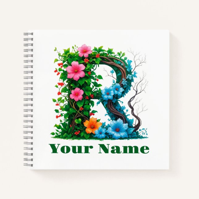 Personalisierter Buchstabe R Notizbuch (Vorderseite)