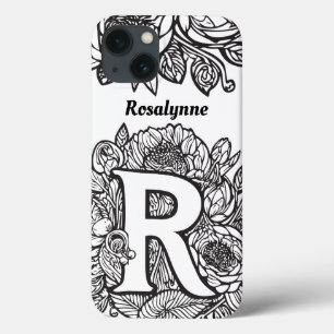 Personalisierter Buchstabe R Schwarz-weiße Tattoo- Case-Mate iPhone Hülle