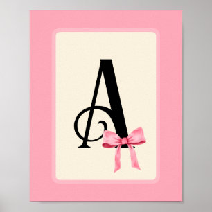 Personalisierter Buchstabenprint mit rosa Coquette Poster