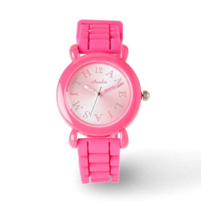 Personalisierter Buchstabenwähler Rosa Weiße Farbe Armbanduhr (Vorderseite)