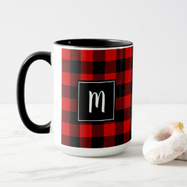 Personalisierter Büffel-kariertes rotes schwarzes Tasse