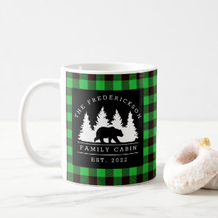 Personalisierter Büffel-Karo-Bär-Wald-Ferienhaus  Kaffeetasse