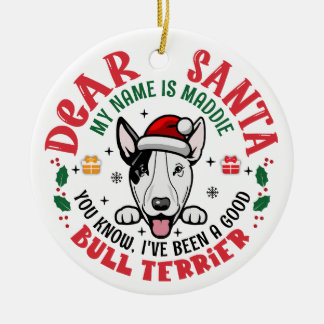 Personalisierter Bull Terrier Dog Weihnachtsbaum R Keramik Ornament