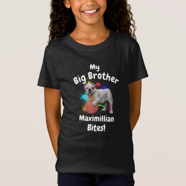 Personalisierter Bulldog Big Brother Hund Lover T-Shirt (Vorderseite)