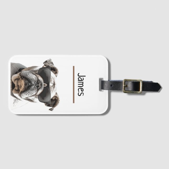 Personalisierter Bulldog Gepäckanhänger (Vorderseite (Horizontal))