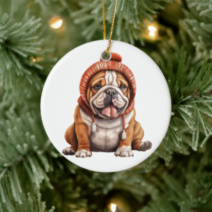Personalisierter Bulldog Hund Kunst Keramik Ornament
