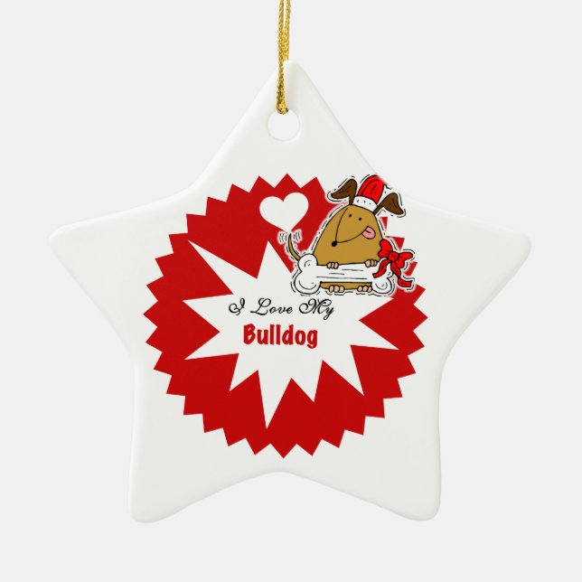 Personalisierter Bulldog-Keepake-Ornament Keramikornament (Vorne)
