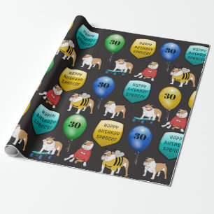 Personalisierter Bulldoggen-Geburtstag Geschenkpapier