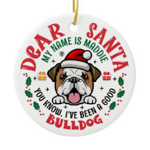 Personalisierter Bulldoghund Weihnachtsbaum Runde