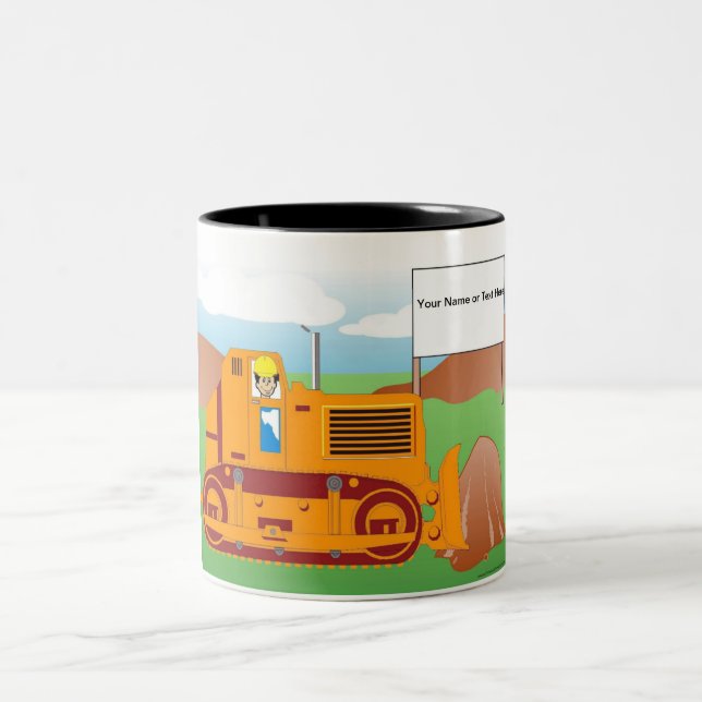 Personalisierter Bulldozer-Betreiber - Männlicher  Zweifarbige Tasse (Mittel)