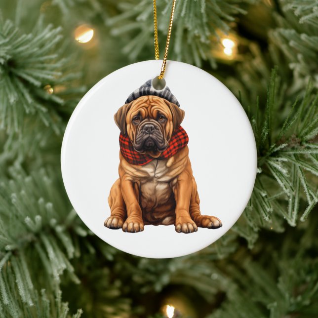 Personalisierter Bullmastiff Hund Keramik Ornament (Baum)