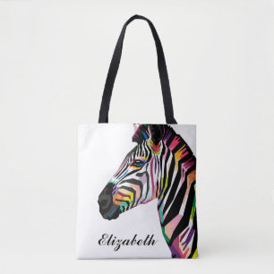 Personalisierter bunter Pop-KunstZebra Tasche