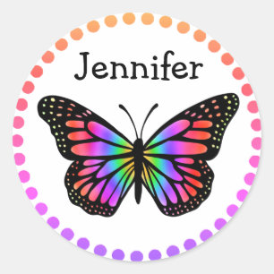 Personalisierter Bunter Schmetterling  Runder Aufkleber