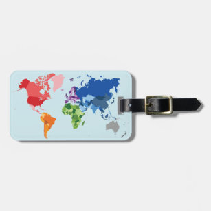 Personalisierter   bunter Weltkarten-Gepäck-Umbau Gepäckanhänger