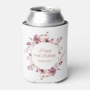 Personalisierter Burgundy Pink Floral 90. Geburtst Dosenkühler