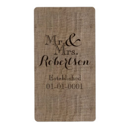 Personalisierter Burlap-Look Rustikaler Wedding Ke