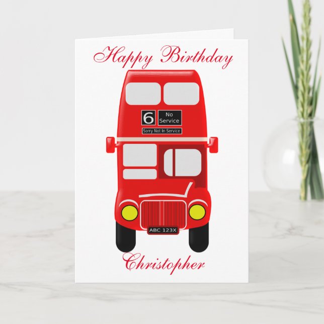 Personalisierter Bus zum Geburtstag Karte (Vorderseite)