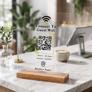 Personalisierter Business-Goldrahmen-QR-Code-Wifi Acrylschild