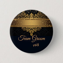 Personalisierter Button für Schwarz und Gold Team