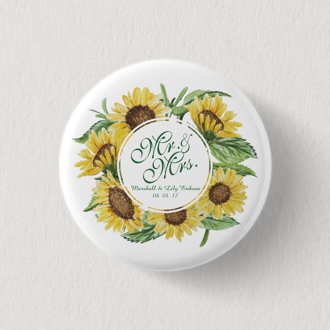 Personalisierter Button für Sonnenblumen (Vorderseite)