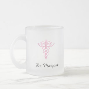 Personalisierter Caduceus Arzt Kaffeebecher Mattglastasse