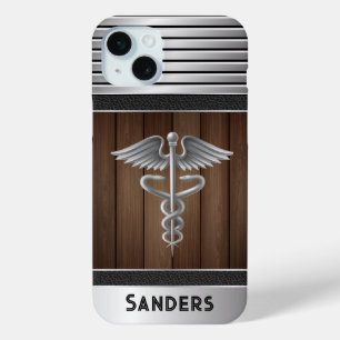 Personalisierter Caduceus Doctor Metal & Wood Case-Mate iPhone Hülle