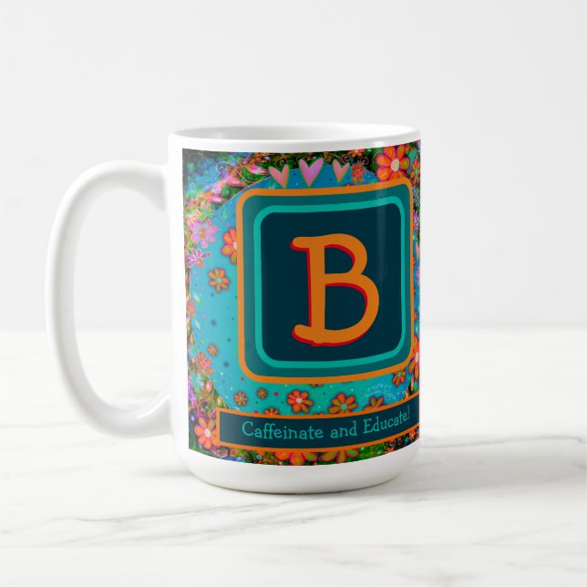 Personalisierter Caffeinate & Educate Teacher Kaffeetasse (Links)