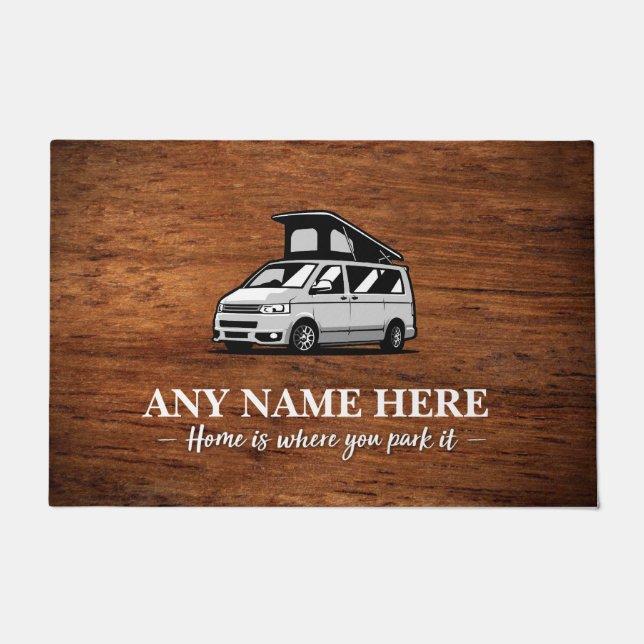 Personalisierter Camper van Brown Türmatte (Vorderseite)