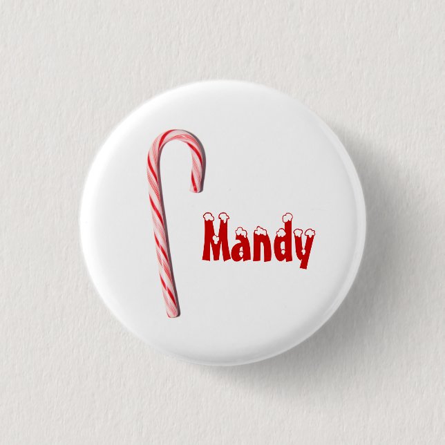 Personalisierter Candy Cane Button (Vorderseite)