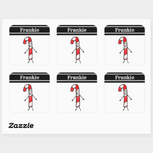 Personalisierter Candy Cane Square Sticker