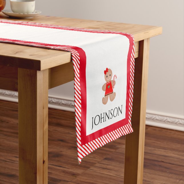 Personalisierter Candy Cane Weihnachtstisch-Runner Kurzer Tischläufer (Beispiel)