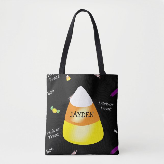 Personalisierter Candy Mais Halloween Trick oder T Tasche (Vorderseite)