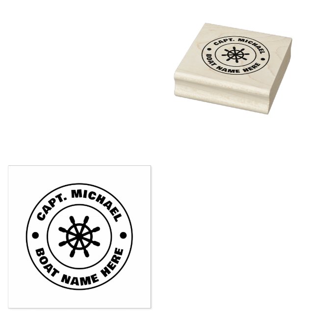 Personalisierter Captain Nautical Anchor Boat Name Gummistempel (Stempel)