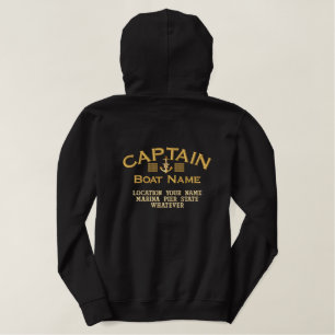Personalisierter Captain Stripes Star Anchor Bestickter Hoodie