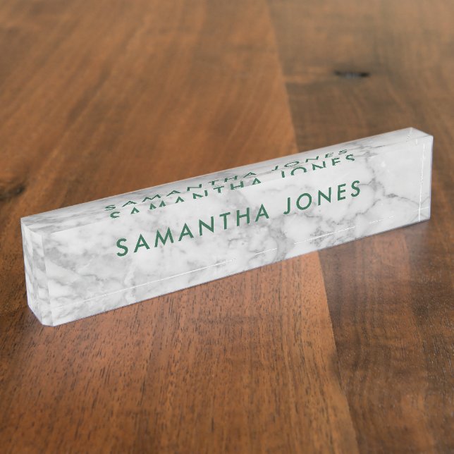 Personalisierter Carrara-Marmor Namensplakette (Seite)