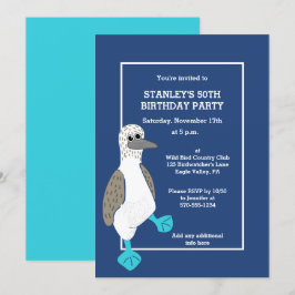 Personalisierter Cartoon Blue Footed Booby Bird Pa Einladung