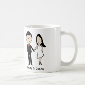 Personalisierter Cartoon der Jahrestagspaare Kaffeetasse