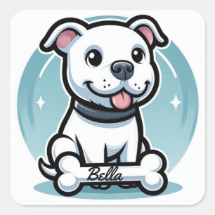 Personalisierter Cartoon-Hund Quadratischer Aufkleber
