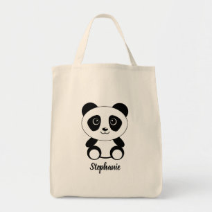 Personalisierter Cartoon Panda Bear Tragetasche