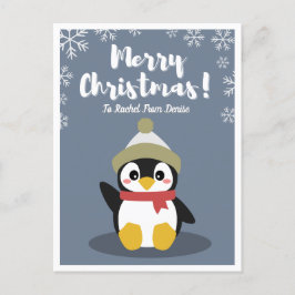 Personalisierter Cartoon Pinguin Weihnachts-Postka Postkarte