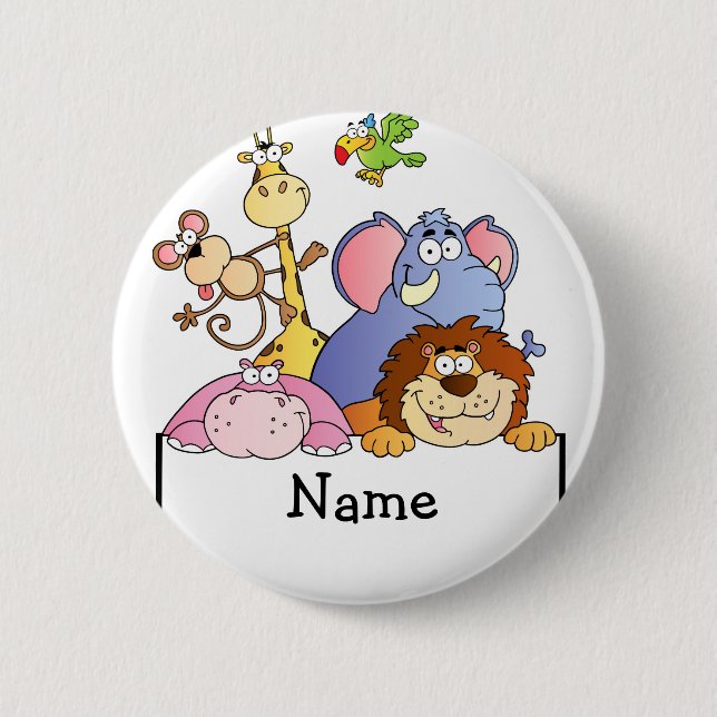 Personalisierter Cartoon ZOO Tiere ARK Button (Vorderseite)