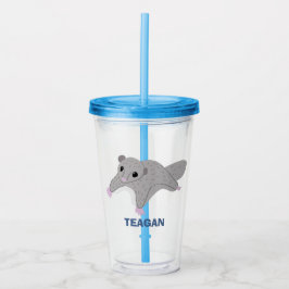 Personalisierter Cartoon Zucker Glider Grau und Bl Acryltrinkbecher