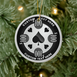 Personalisierter Casino-Pokerchip Weihnachten Keramik Ornament