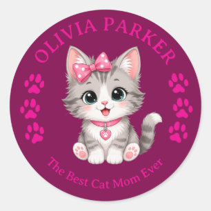 Personalisierter Cat Mom Aufkleber mit individuell