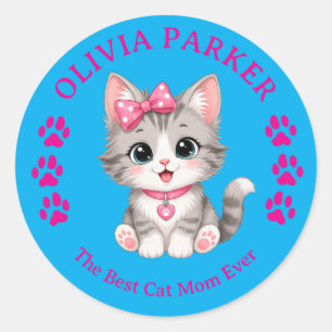 Personalisierter Cat Mom Aufkleber mit individuell