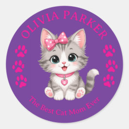 Personalisierter Cat Mom Aufkleber mit individuell