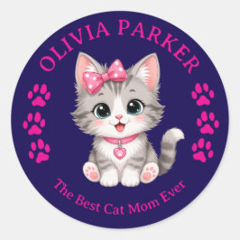Personalisierter Cat Mom Aufkleber mit individuell